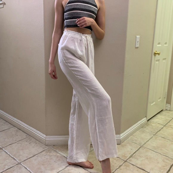 zara white linen pants